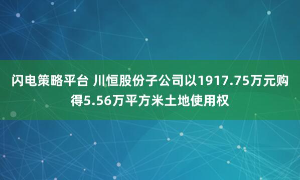 闪电策略平台 川恒股份子公司以1917.75万元购得5.56万平方米土地使用权